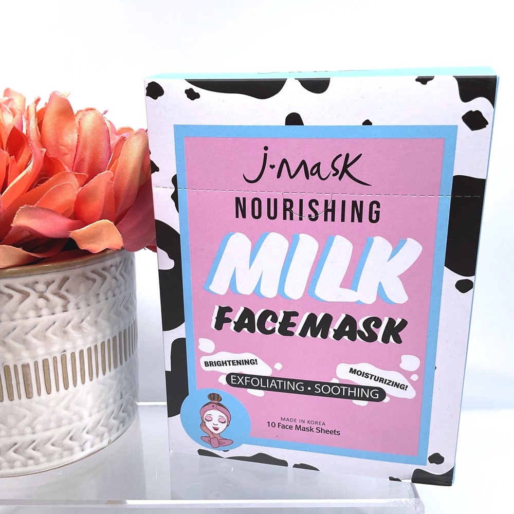 J‎ Mask Nourishing Milk Facemask 10 Sheets Brightening Exfoliating Moisturizing